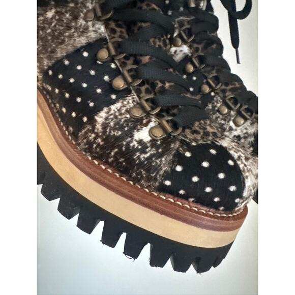 Cappelletti Pedula Trek Donna Italian Made Calf Hair Lug Sole Platform Boots, 38 - Picture 4 of 7